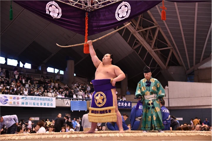 呼び出しによる太鼓打分の実演